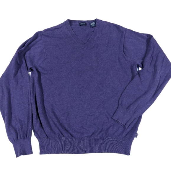 IZOD Purple Pullover VNeck Lightweight Sweater - Picture 2 of 11